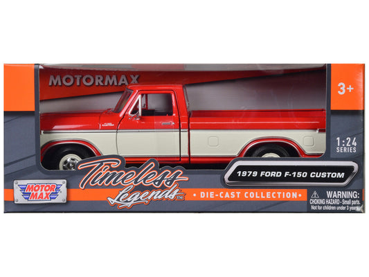 1979 Ford F-150 Custom Pickup Truck Orange and Cream 1/24 Diecast Model Car by Motormax-1