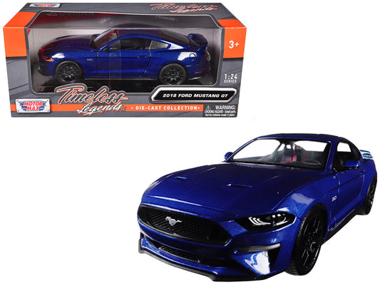 2018 Ford Mustang GT 5.0 Blue with Black Wheels 1/24 Diecast Model Car by Motormax Motormax