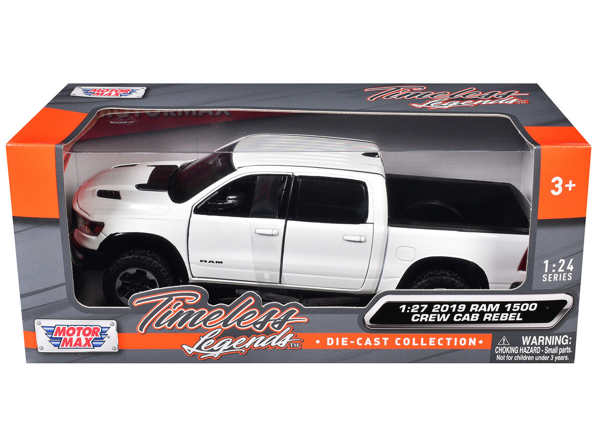 2019 RAM 1500 Rebel Crew Cab Pickup Truck White 1/24-1/27 Diecast Model Car by Motormax Motormax