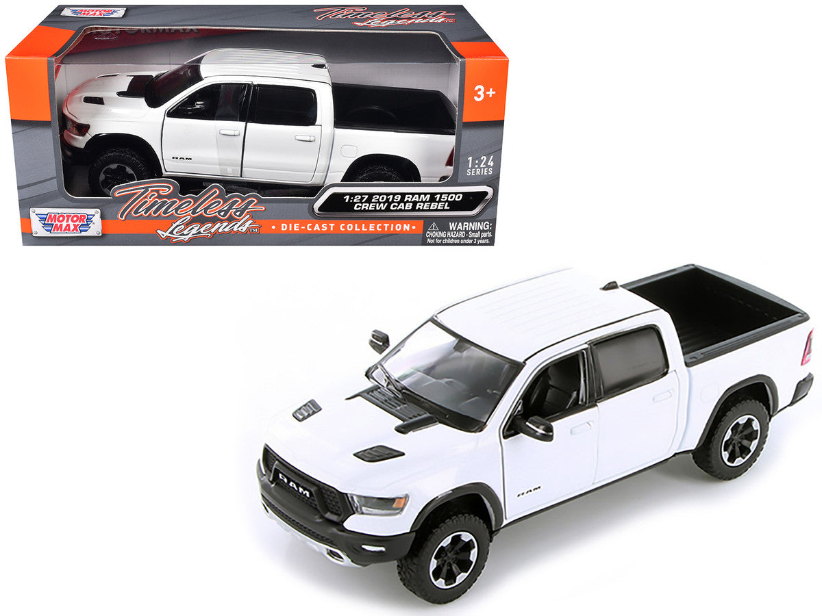 2019 RAM 1500 Rebel Crew Cab Pickup Truck White 1/24-1/27 Diecast Model Car by Motormax Motormax