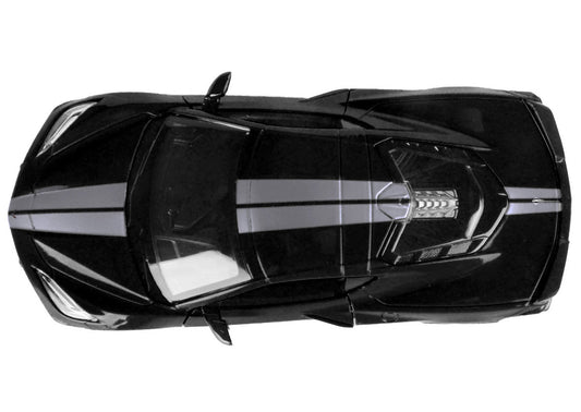 2020 Chevrolet Corvette C8 Stingray Black with Silver Stripes "Timeless Legends" Series 1/24 Diecast Model Car by Motormax Motormax