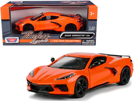 2020 Chevrolet Corvette C8 Stingray Orange "Timeless Legends" 1/24 Diecast Model Car by Motormax Motormax