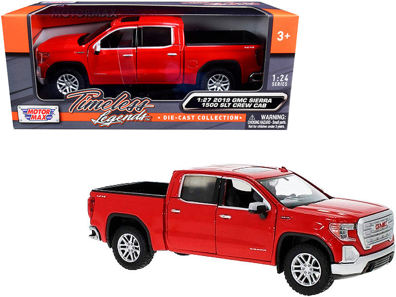 2019 GMC Sierra 1500 SLT Crew Cab Pickup Truck Red 1/24-1/27 Diecast Model Car by Motormax Motormax