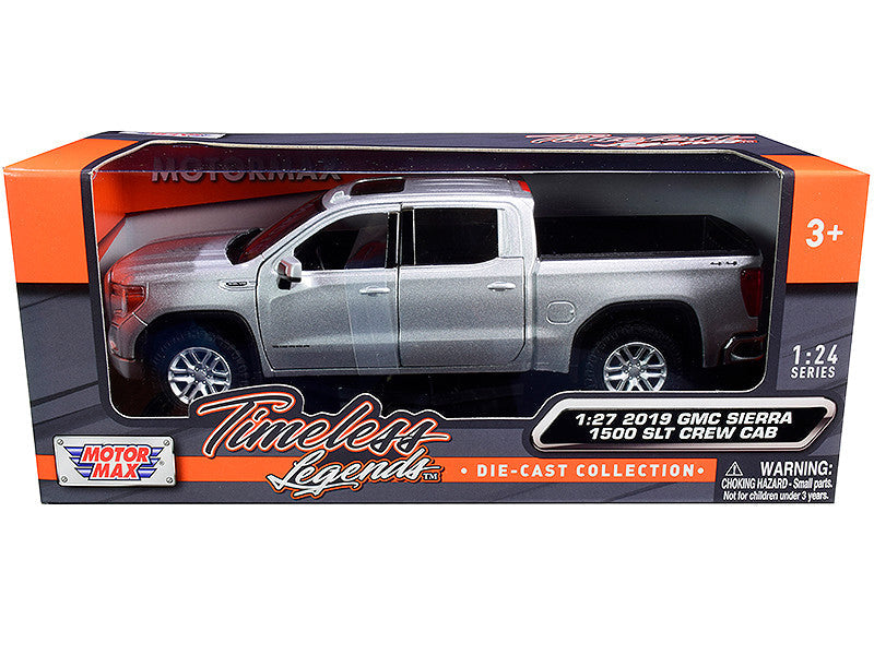 2019 GMC Sierra 1500 SLT Crew Cab Pickup Truck Silver Metallic 1/24-1/27 Diecast Model Car by Motormax Motormax