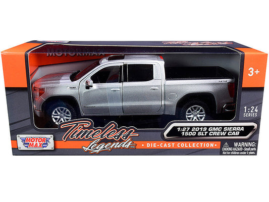 2019 GMC Sierra 1500 SLT Crew Cab Pickup Truck Silver Metallic 1/24-1/27 Diecast Model Car by Motormax Motormax
