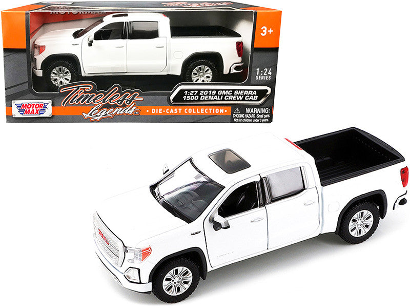 2019 GMC Sierra 1500 Denali Crew Cab Pickup Truck with Sunroof White "Timeless Legends" Series 1/24-1/27 Diecast Model Car by Motormax Motormax