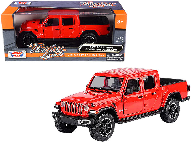 2021 Jeep Gladiator Overland (Closed Top) Pickup Truck Red 1/24-1/27 Diecast Model Car by Motormax Motormax