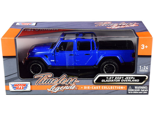 2021 Jeep Gladiator Overland (Open Top) Pickup Truck Blue Metallic 1/24-1/27 Diecast Model Car by Motormax Motormax