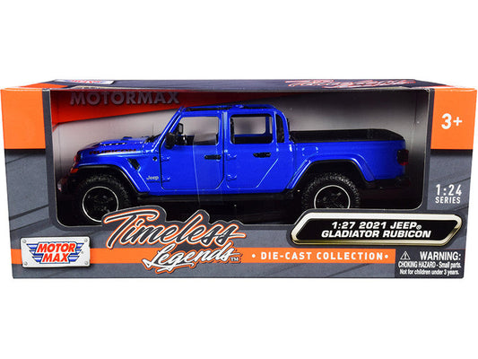 2021 Jeep Gladiator Rubicon (Open Top) Pickup Truck Blue 1/24-1/27 Diecast Model Car by Motormax Motormax