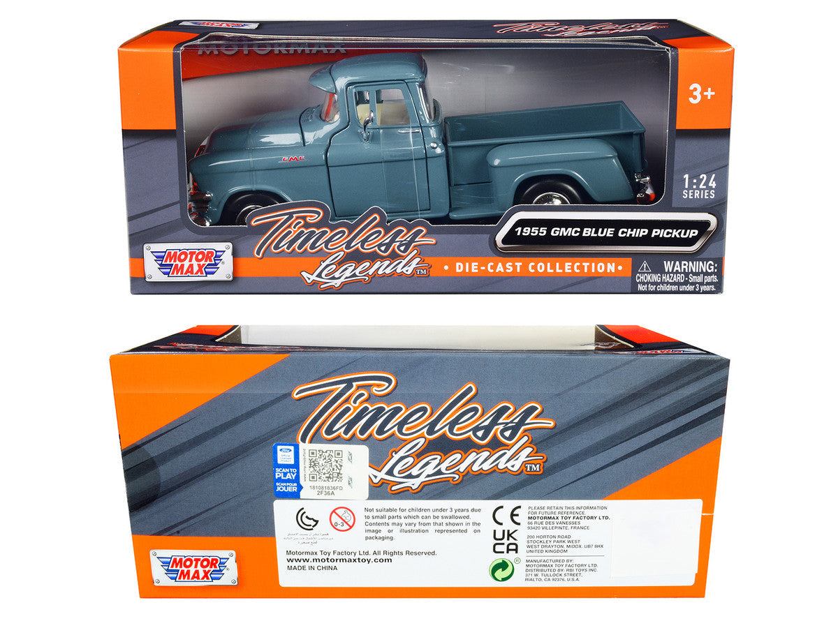 1955 GMC Blue Chip Pickup Truck Light Blue "Timeless Legends" Series 1/24 Diecast Model Car by Motormax Motormax