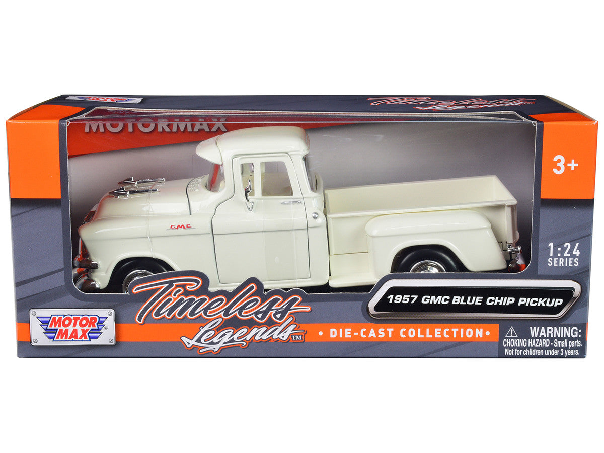 1957 GMC Blue Chip Pickup Truck White "Timeless Legends" Series 1/24 Diecast Model Car by Motormax Motormax