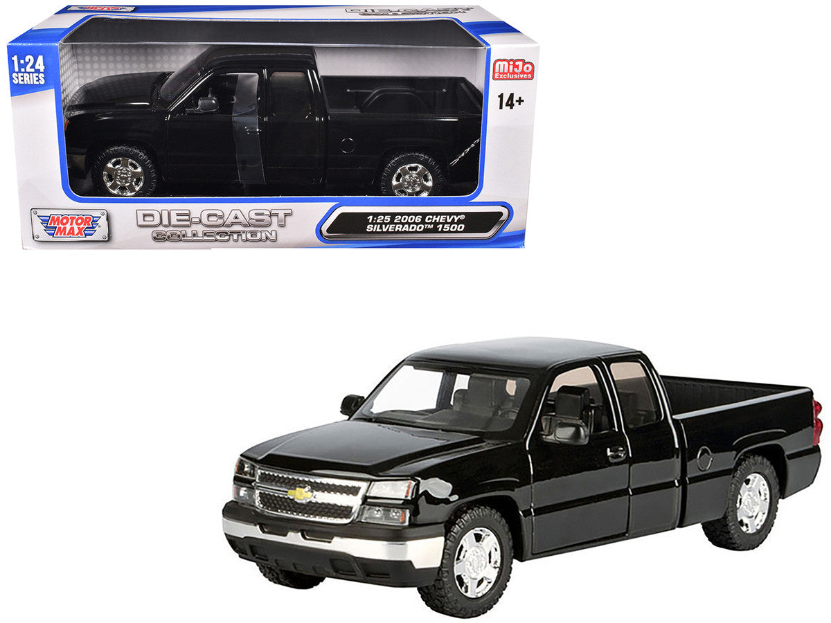 2006 Chevrolet Silverado 1500 Pickup Truck Black "Die-Cast Collection" Series 1/25 Diecast Model Car by Motormax Motormax