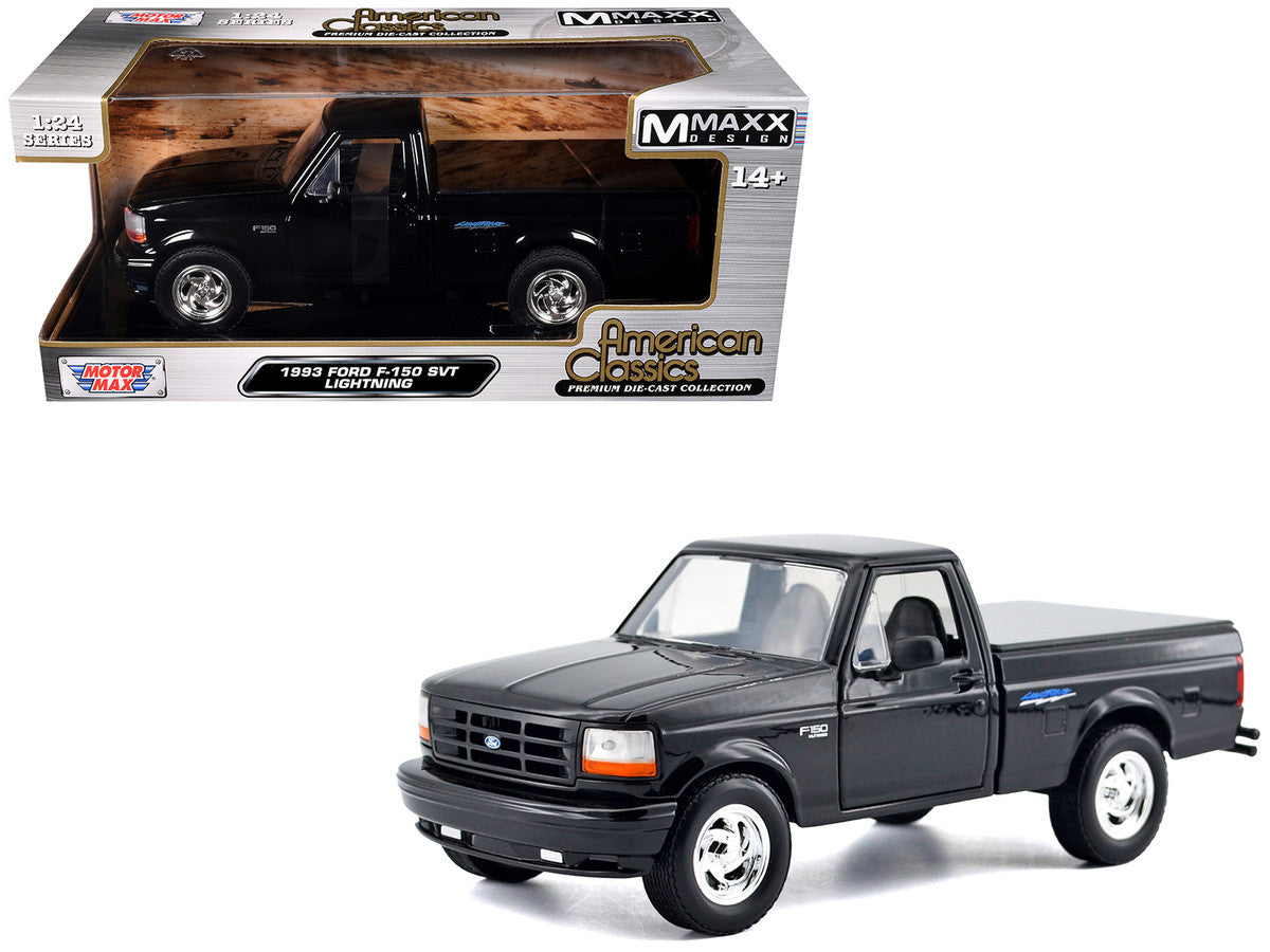 1993 Ford F-150 SVT Lightning Pickup Truck Black "Maxx Design" Series 1/24 Diecast Model Car by Motormax Motormax