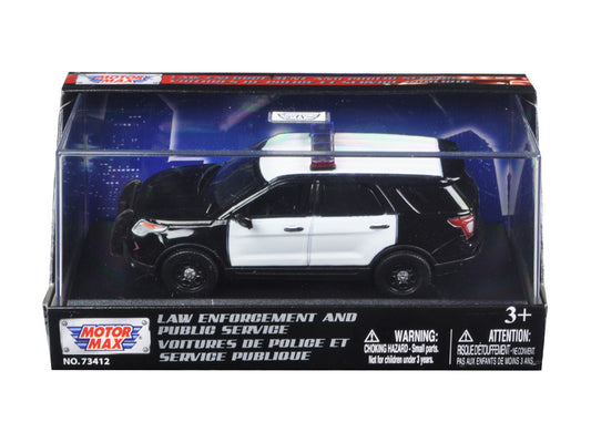 2015 Ford Police Interceptor Utility Plain Black and White 1/43 Diecast Model Car by Motormax-0