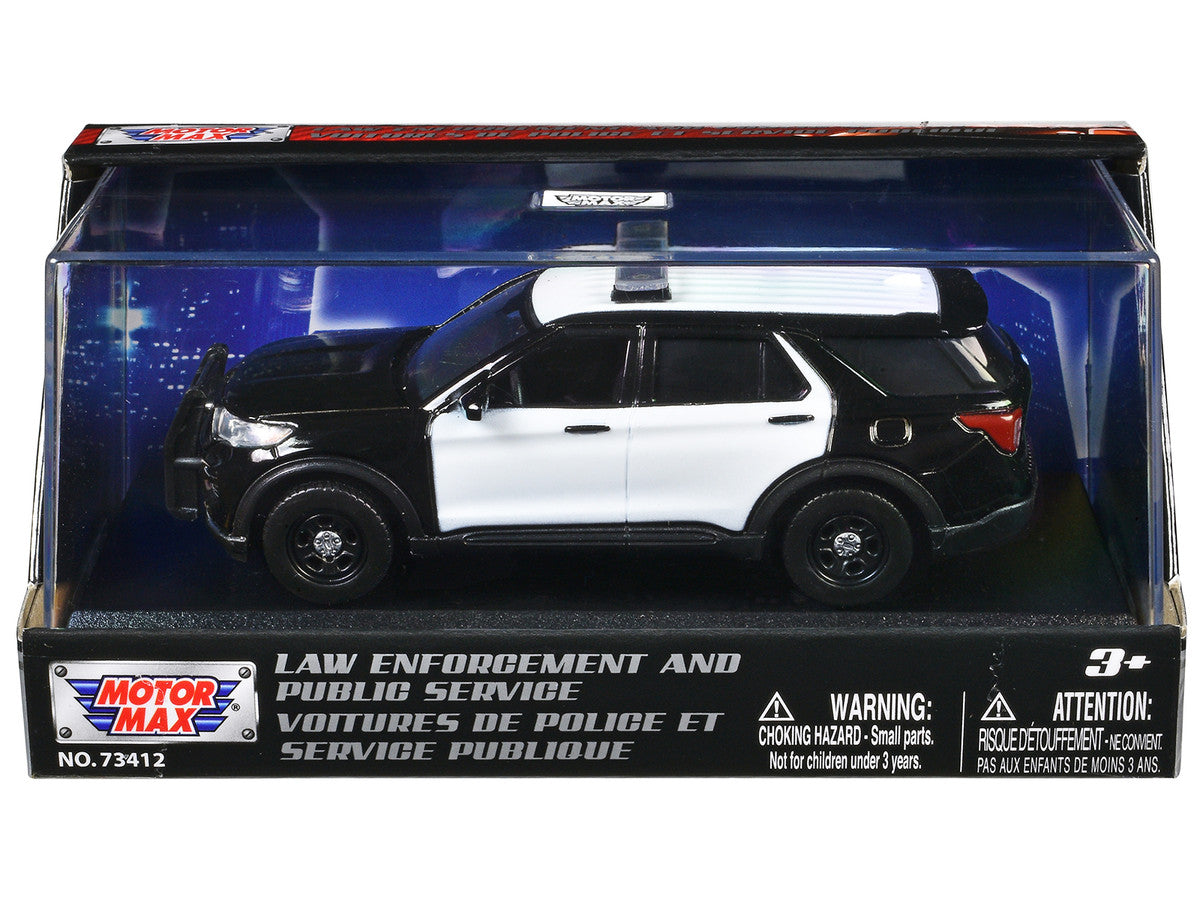 2022 Ford Police Interceptor Utility Black and White Unmarked "Law Enforcement and Public Service" Series 1/43 Diecast Model Car by Motormax Motormax