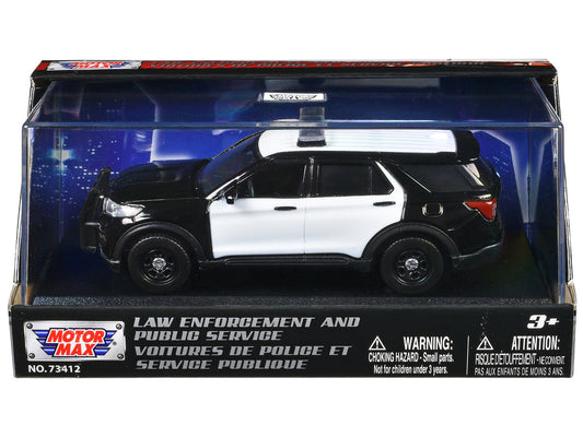 2022 Ford Police Interceptor Utility Black and White Unmarked "Law Enforcement and Public Service" Series 1/43 Diecast Model Car by Motormax Motormax