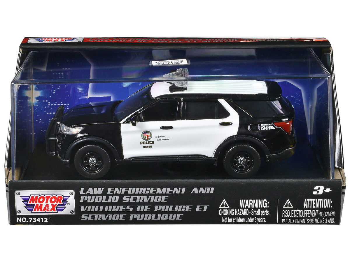 2022 Ford Police Interceptor Utility "LAPD (Los Angeles Police Department)" Black and White "Law Enforcement and Public Service" Series 1/43 Diecast Model Car by Motormax Motormax