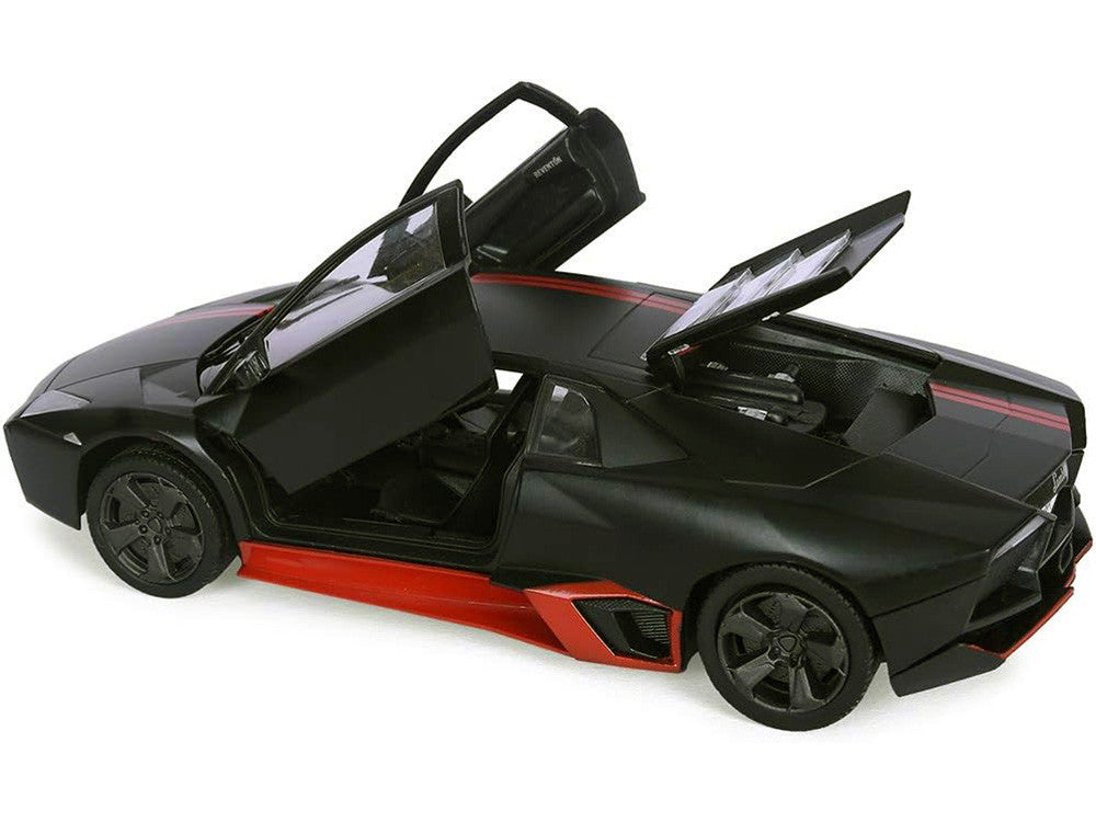 Lamborghini Reventon Matt Black with Red Stripes "Satin Paint" Series 1/24 Diecast Model Car by Motormax-0