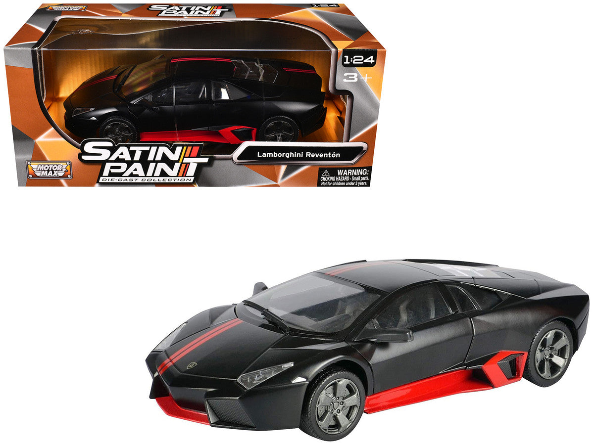 Lamborghini Reventon Matt Black with Red Stripes "Satin Paint" Series 1/24 Diecast Model Car by Motormax-3