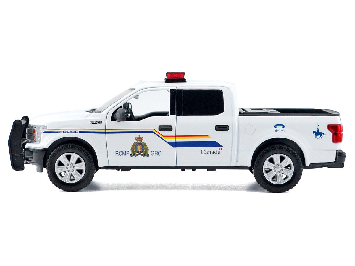 2019 Ford F-150 Lariat Crew Cab Pickup Truck "Royal Canadian Mounted Police" White with Flashing Light Bar and Front and Rear Lights and Sounds "Law Enforcement and Public Service" Series 1/27 Diecast Model Car by Motormax Motormax