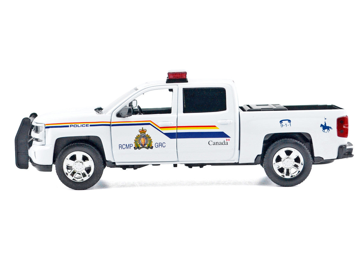 2017 Chevrolet Silverado 1500 LT Z71 Crew Cab Pickup Truck "Royal Canadian Mounted Police" White with Flashing Light Bar and Front and Rear Lights and Sounds "Law Enforcement and Public Service" Series 1/27 Diecast Model Car by Motormax Motormax