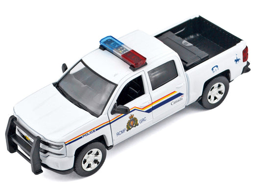 2017 Chevrolet Silverado 1500 LT Z71 Crew Cab Pickup Truck "Royal Canadian Mounted Police" White with Flashing Light Bar and Front and Rear Lights and Sounds "Law Enforcement and Public Service" Series 1/27 Diecast Model Car by Motormax Motormax