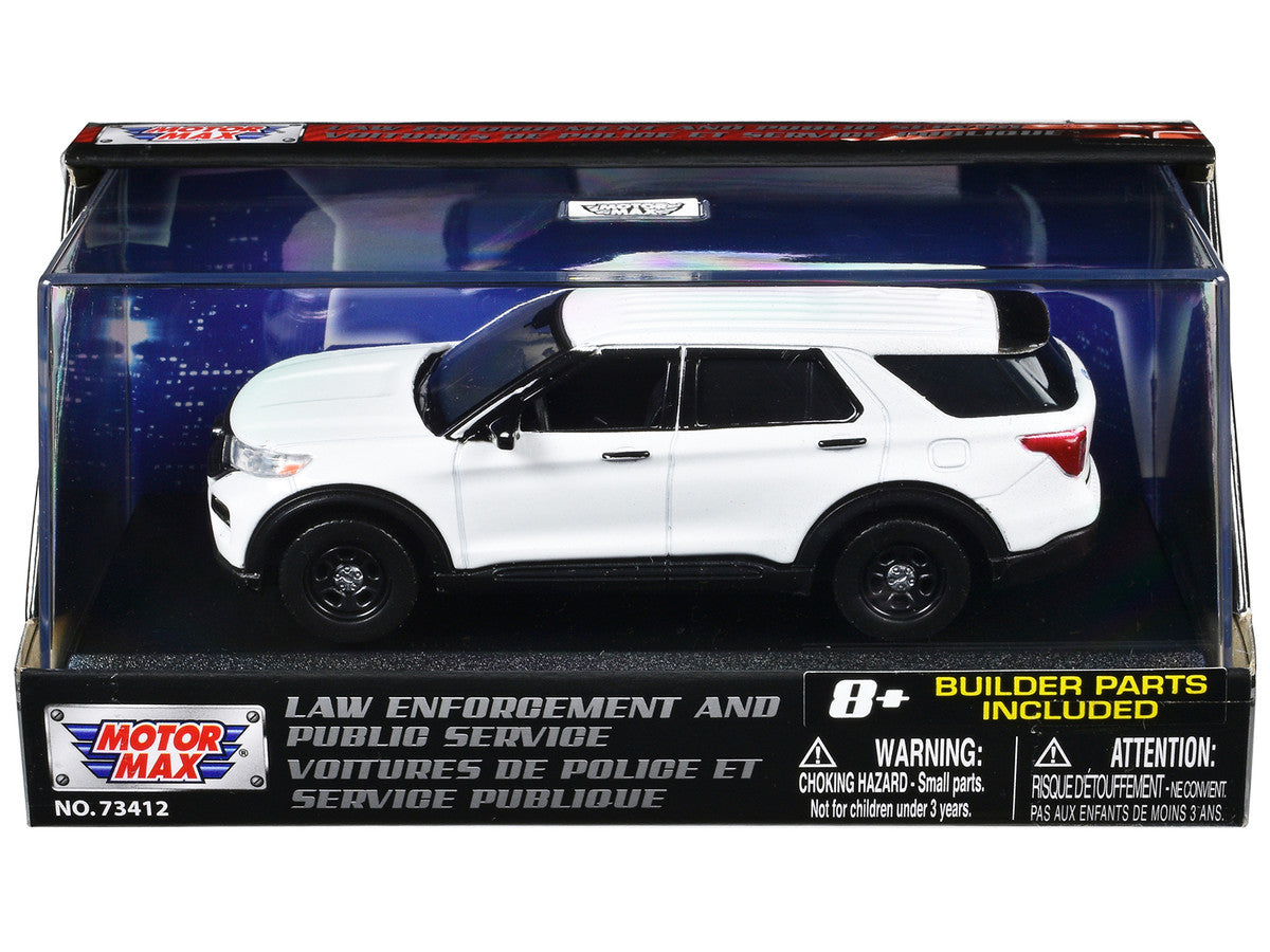 2022 Ford Police Interceptor Utility White Unmarked "Custom Builder's Kit" "Law Enforcement and Public Service" Series 1/43 Diecast Model Car by Motormax Motormax