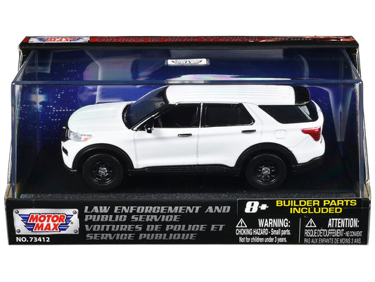 2022 Ford Police Interceptor Utility White Unmarked "Custom Builder's Kit" "Law Enforcement and Public Service" Series 1/43 Diecast Model Car by Motormax Motormax