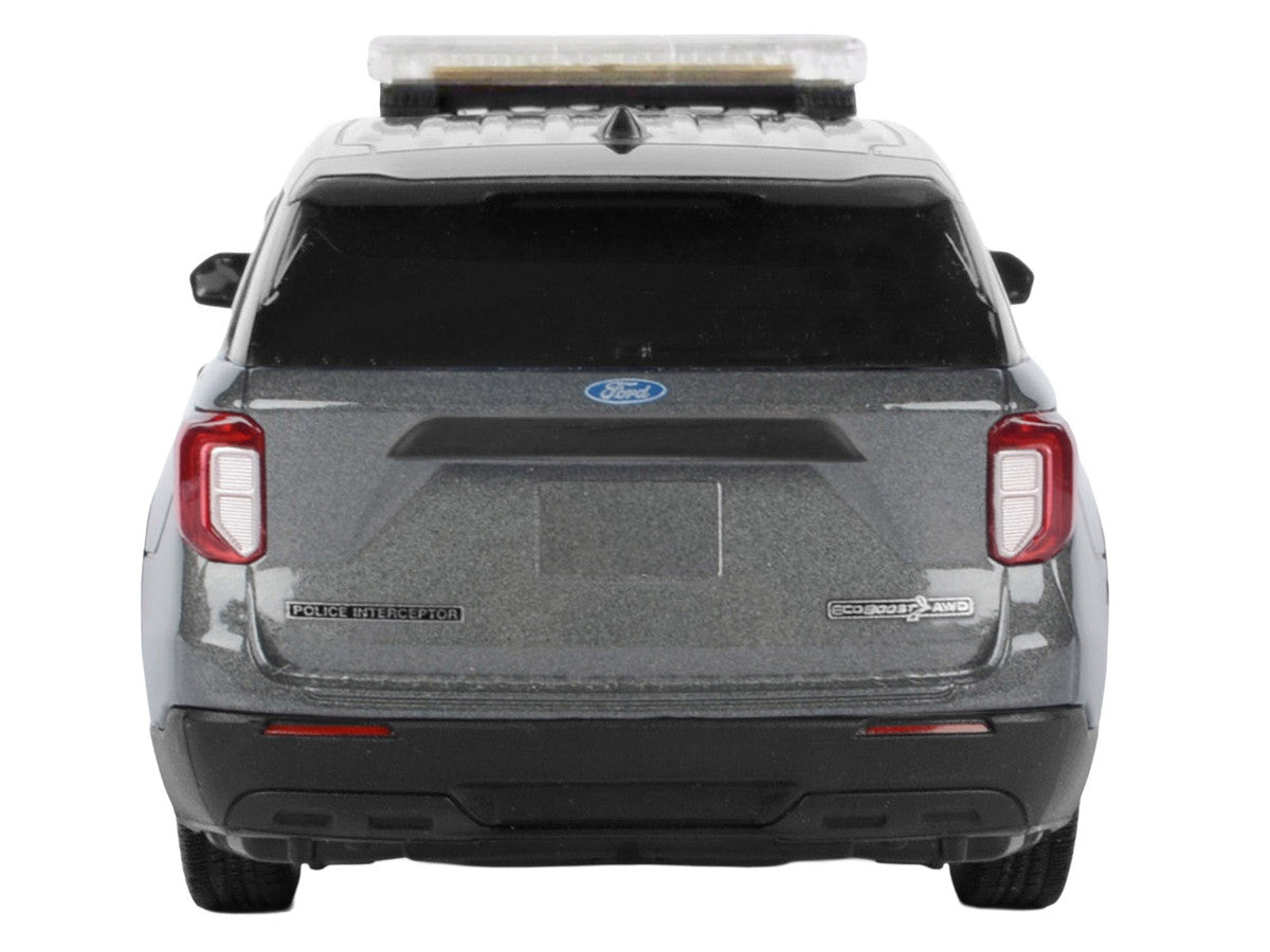 2022 Ford Police Interceptor Utility Dark Gray Metallic "Builder's Kit" with Flashing Light Bar and Front and Rear Lights and Sounds 1/24 Diecast Model Car by Motormax Motormax