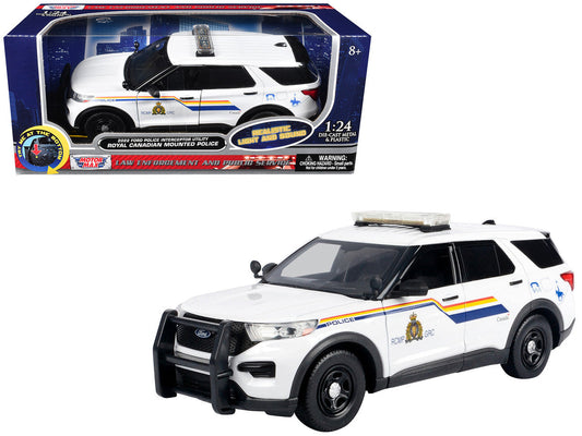 2022 Ford Police Interceptor Utility White "Royal Canadian Mounted Police (RCMP)" with Flashing Light Bar and Front and Rear Lights and Sounds 1/24 Diecast Model Car by Motormax Motormax
