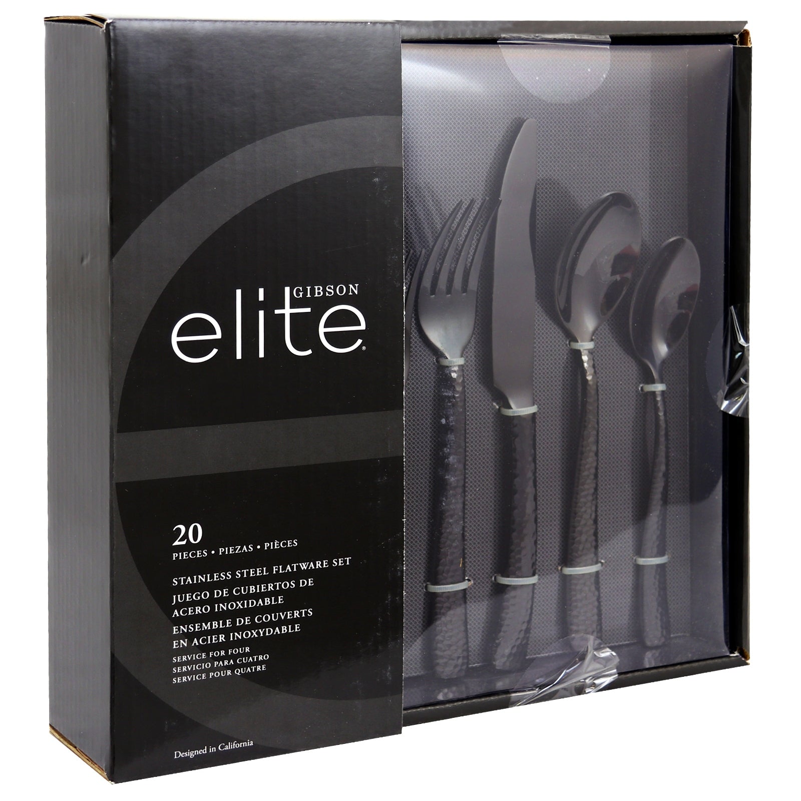 Gibson Elite Stonehenge 20 Piece Flatware Set in Black W2B