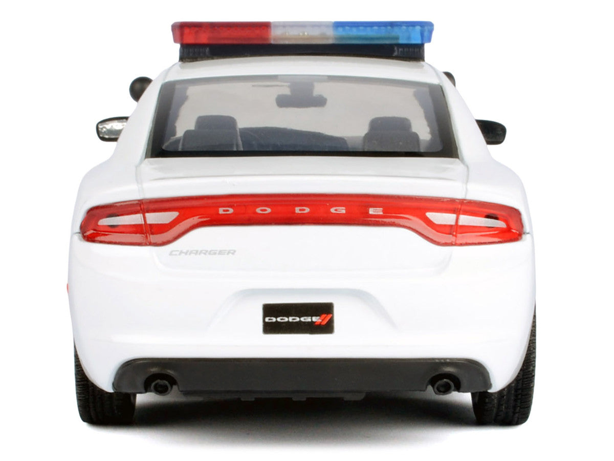 2023 Dodge Charger Pursuit Police Car Unmarked White with Flashing Light Bar Front and Rear Lights and 2 Sounds "Builder's Kit" 1/24 Diecast Model Car by Motormax Motormax