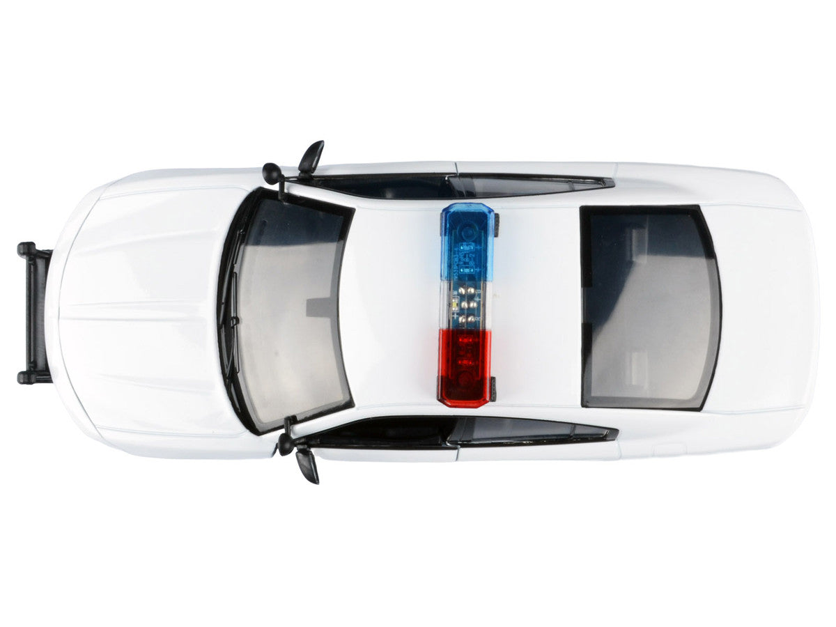 2023 Dodge Charger Pursuit Police Car Unmarked White with Flashing Light Bar Front and Rear Lights and 2 Sounds "Builder's Kit" 1/24 Diecast Model Car by Motormax Motormax