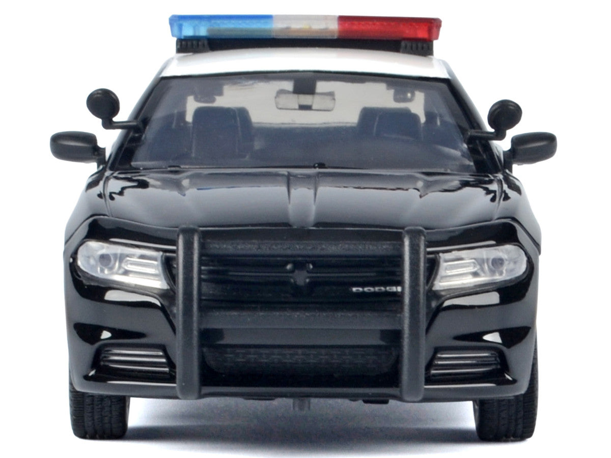 2023 Dodge Charger Pursuit Police Car "California Highway Patrol (CHP)" Black and White with Flashing Light Bar and Front and Rear Lights and Sounds 1/24 Diecast Model Car by Motormax Motormax