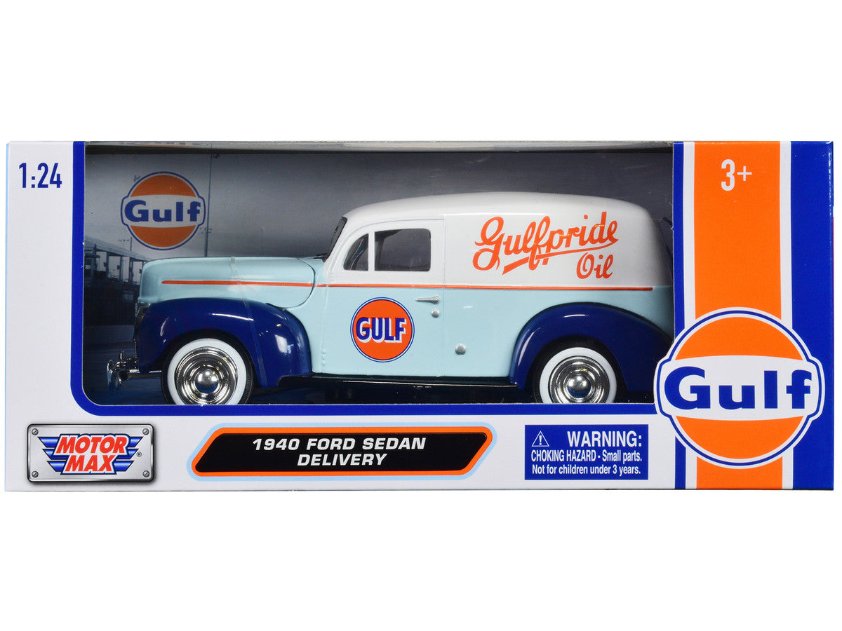 1940 Ford Sedan Delivery Light Blue and White "Gulf Oil-Gulfpride" "Gulf Die-Cast Collection" 1/24 Diecast Model Car by Motormax Motormax