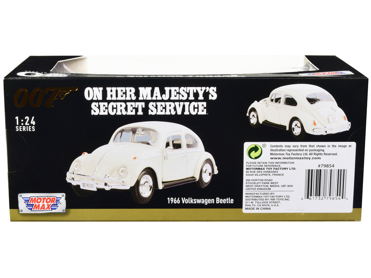 1966 Volkswagen Beetle White James Bond 007 "On Her Majesty's Secret Service" (1969) Movie "James Bond Collection" Series 1/24 Diecast Model Car by Motormax Motormax