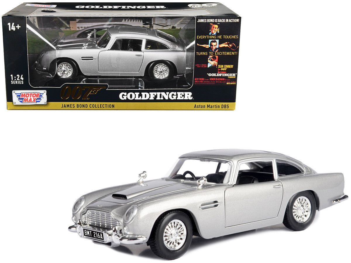Aston Martin DB5 RHD (Right Hand Drive) Silver Metallic James Bond 007 "Goldfinger" (1964) Movie "James Bond Collection" Series 1/24 Diecast Model Car by Motormax Motormax