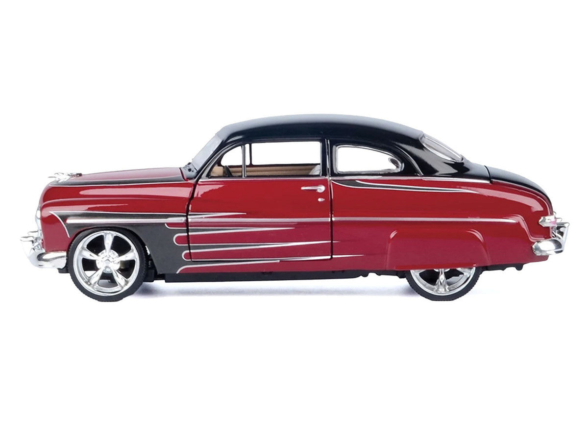 1949 Mercury Coupe Red Metallic with Black Top and Gray Graphics "Kult Klassics" Series 1/24 Diecast Model Car by Motormax Motormax