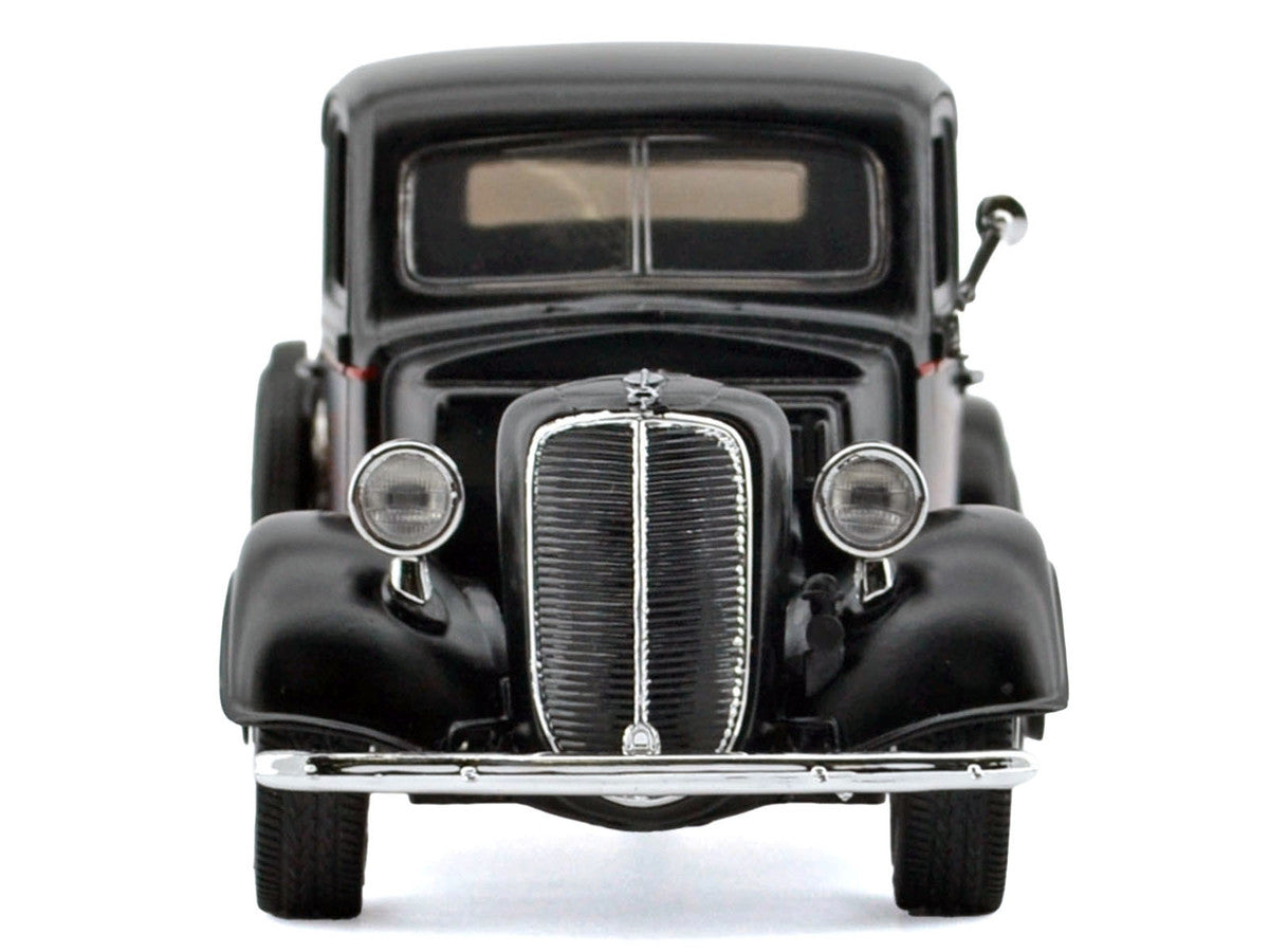 1937 Ford Pickup Truck Matt Black with Red Flame Graphics "Kult Klassics" Series 1/24 Diecast Model Car by Motormax Motormax