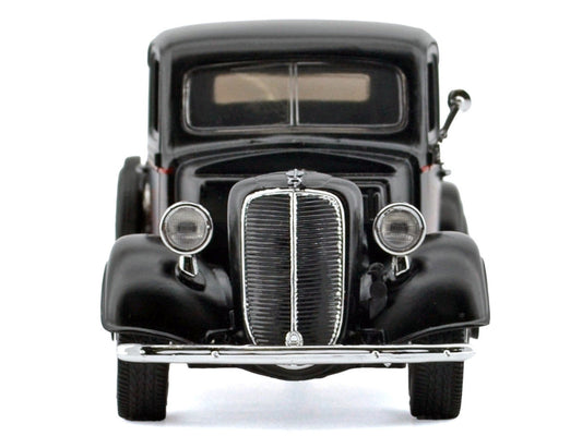 1937 Ford Pickup Truck Matt Black with Red Flame Graphics "Kult Klassics" Series 1/24 Diecast Model Car by Motormax Motormax