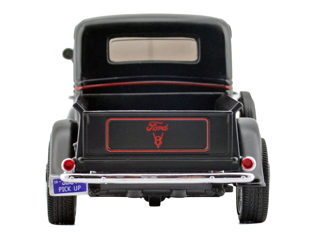 1937 Ford Pickup Truck Matt Black with Red Flame Graphics "Kult Klassics" Series 1/24 Diecast Model Car by Motormax Motormax