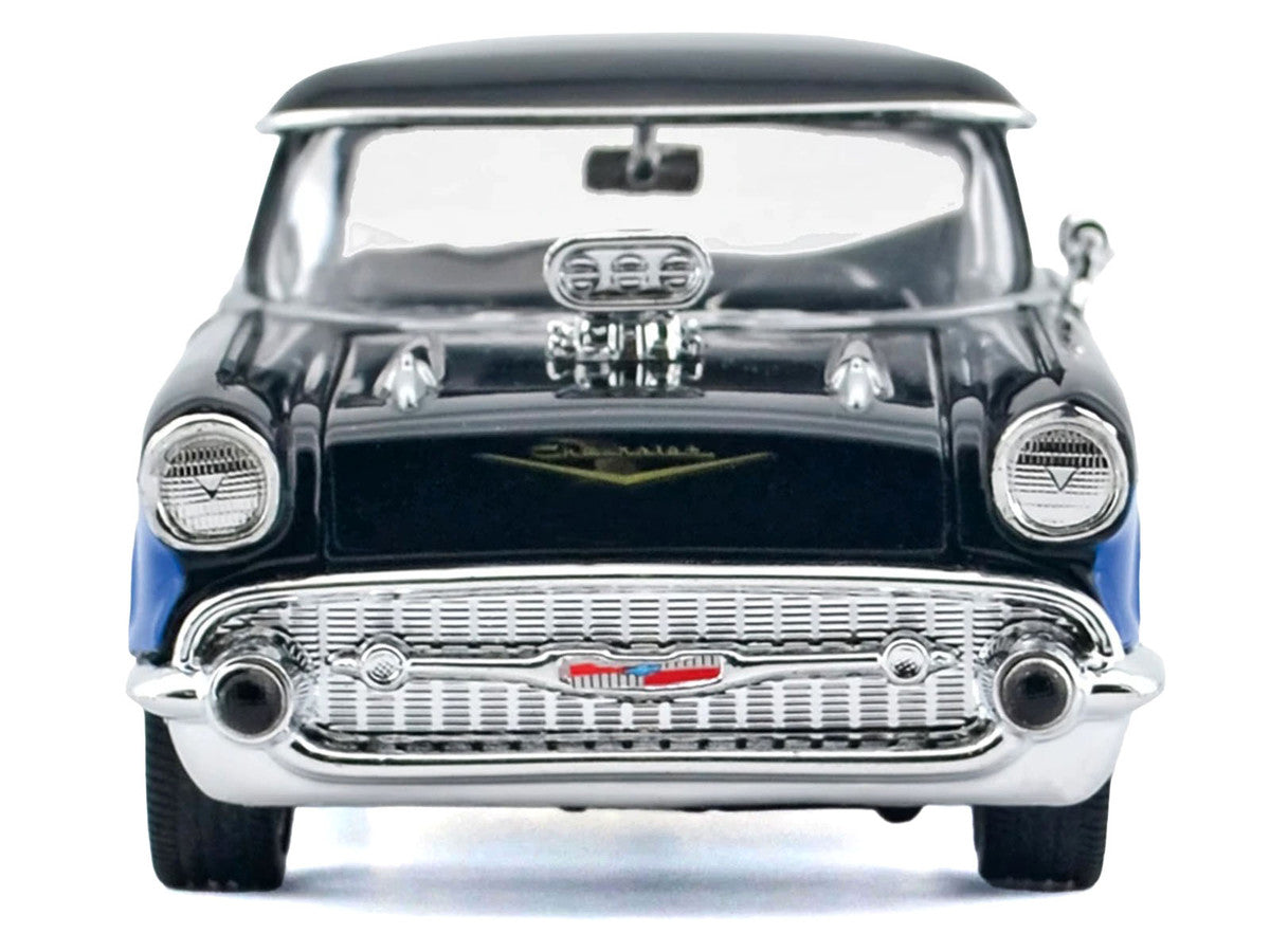 1957 Chevrolet Bel Air Black with Blue Flame Graphics "Kult Klassics" Series 1/24 Diecast Model Car by Motormax Motormax