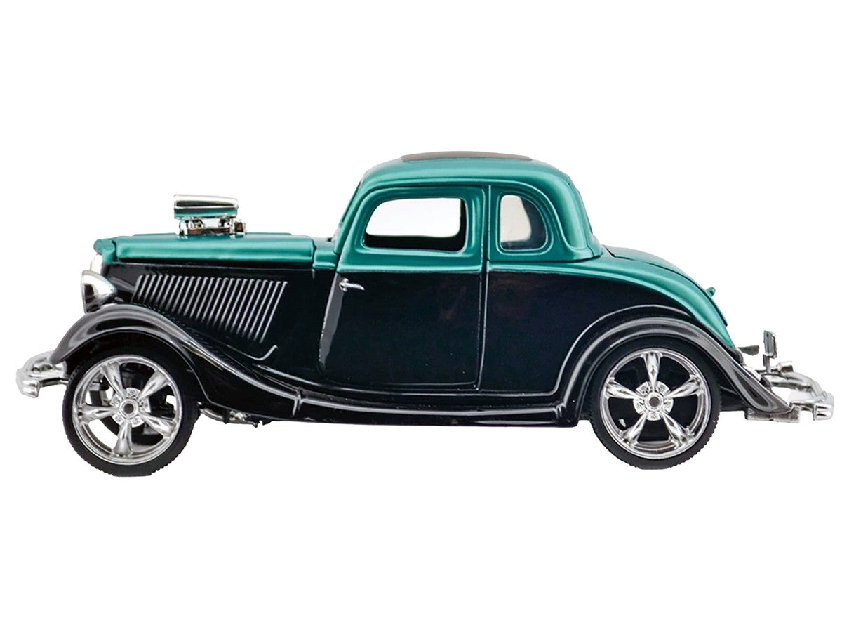 1934 Ford Coupe Turquoise Metallic and Black "Kult Klassics" Series 1/24 Diecast Model Car by Motormax Motormax