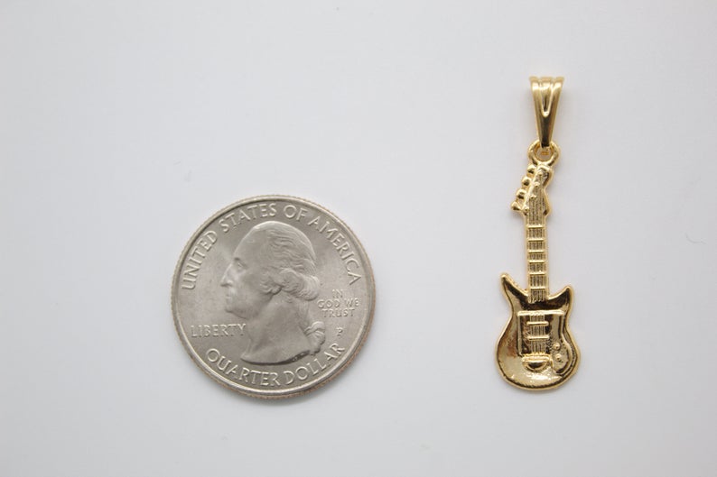 18K Gold Filled Bass Electric Guitar MIA Jewelry