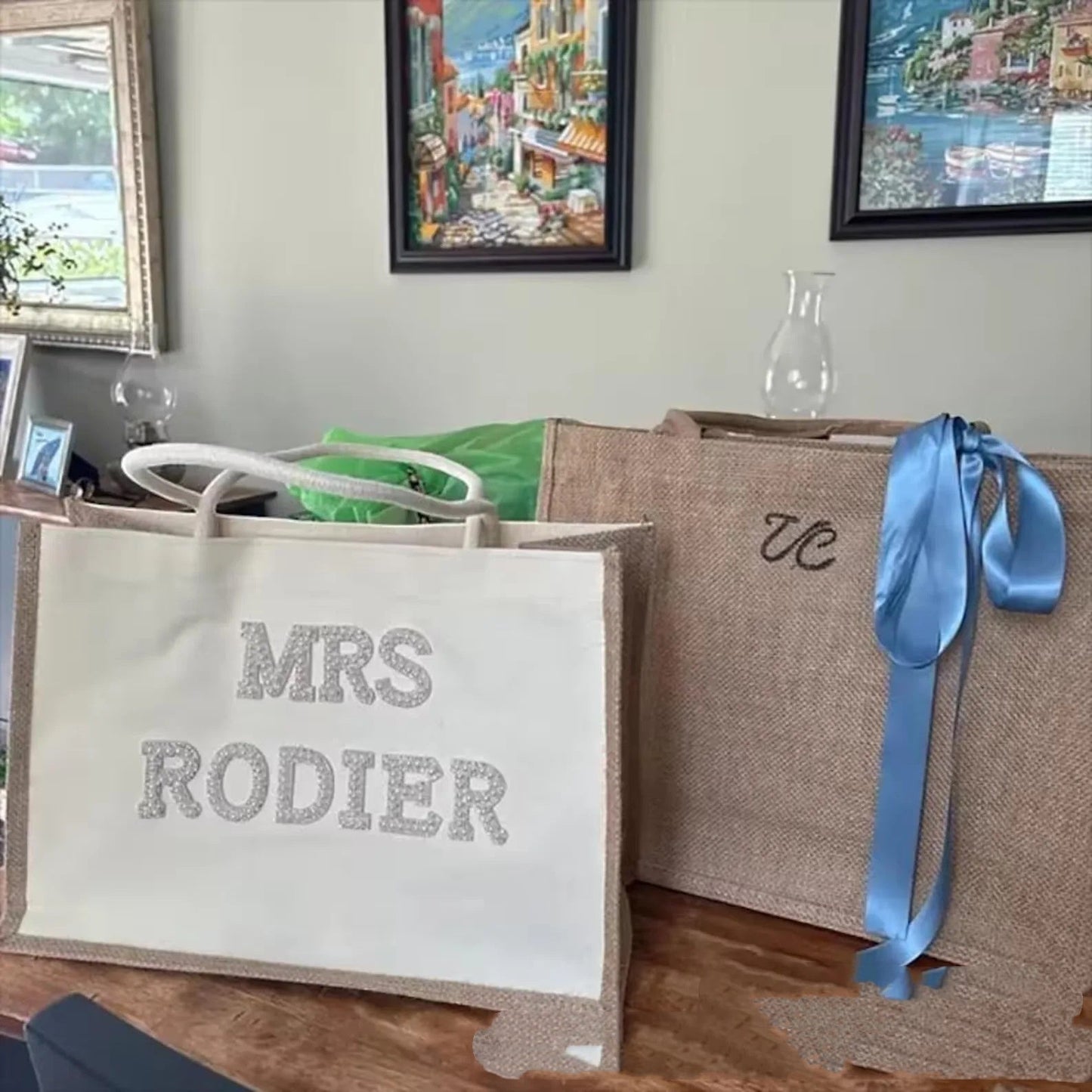 Custom Cute Tote Bag With Pearl Accessories Accent Plus