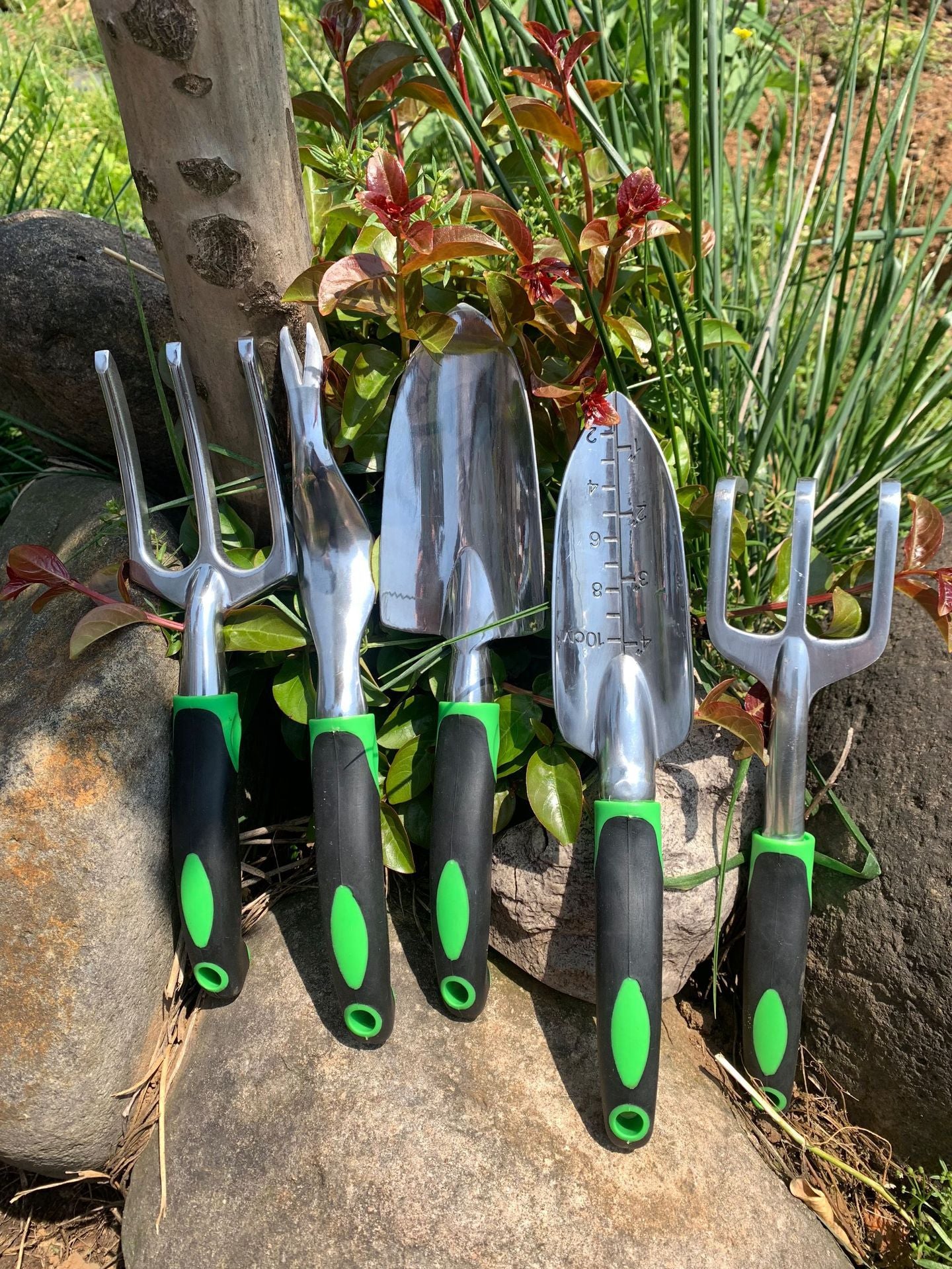 Garden Supplies 9-piece Aluminum Alloy Set, Silicone Two-color Handle Shovel Gardening Tools