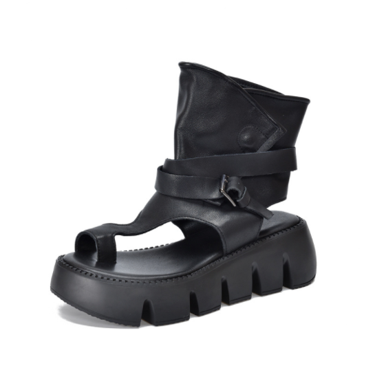 Roman High-Top Platform Sandals with Belt Buckle Best YouTube Store