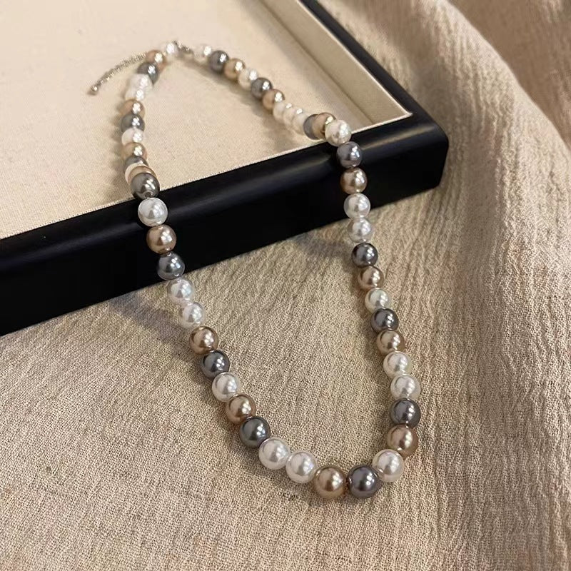 Womens Mixed-Color Glass Pearl Necklace Jewelry Best YouTube Store