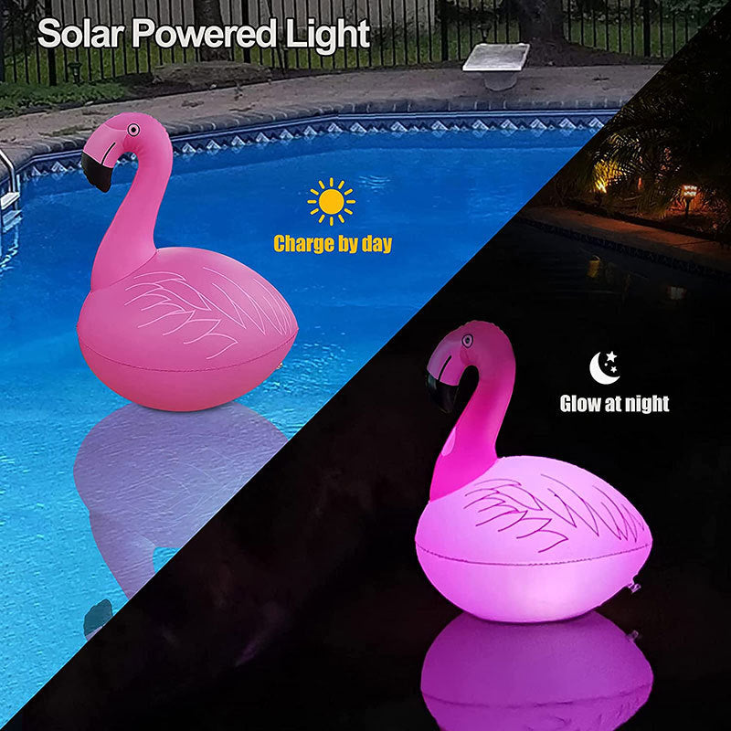 Luminous Flamingo Lamp Solar Charging Outdoor Waterproof Swimming Pool Floating CJD