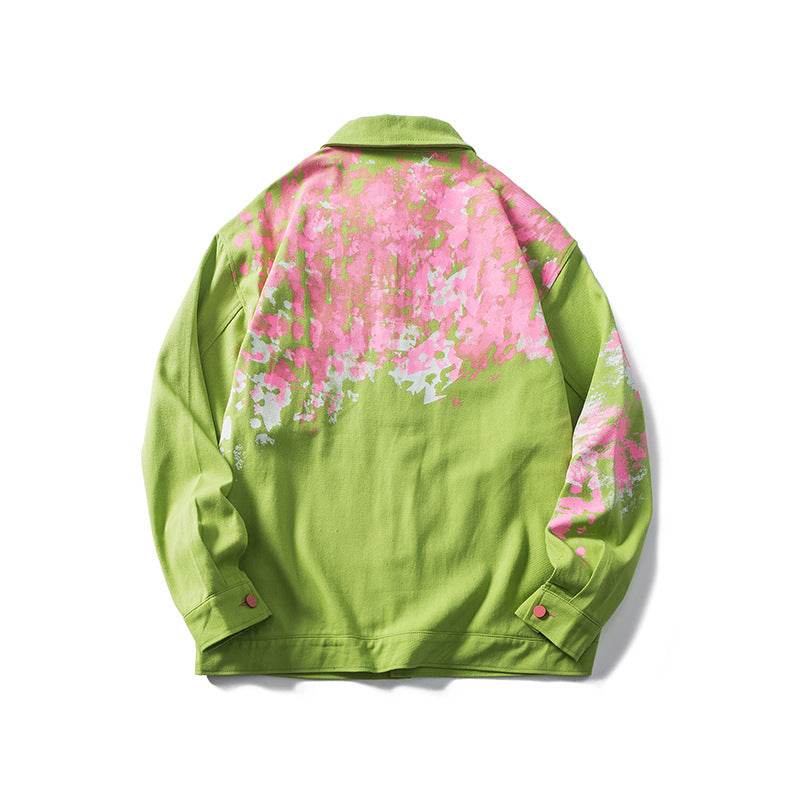 Yidao Vintage Spring New Creative Printing Lapel Jacket Jacket